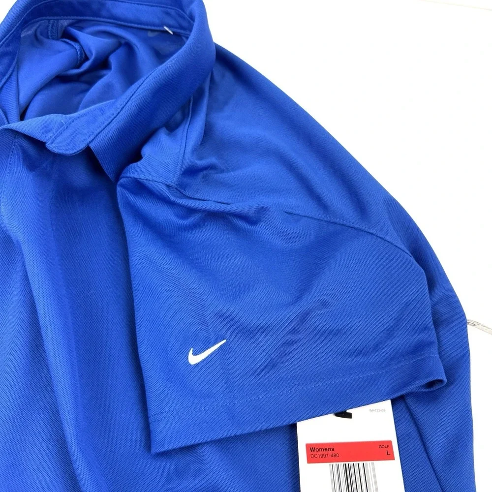 Nike Golf Dri FIT Micro Pique Shirt Large Womens Royal Blue Brand New